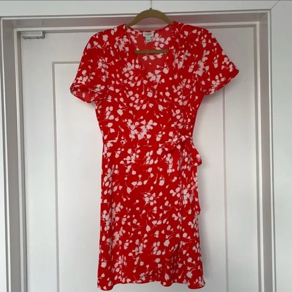 Floral wrap Red Dress J Crew